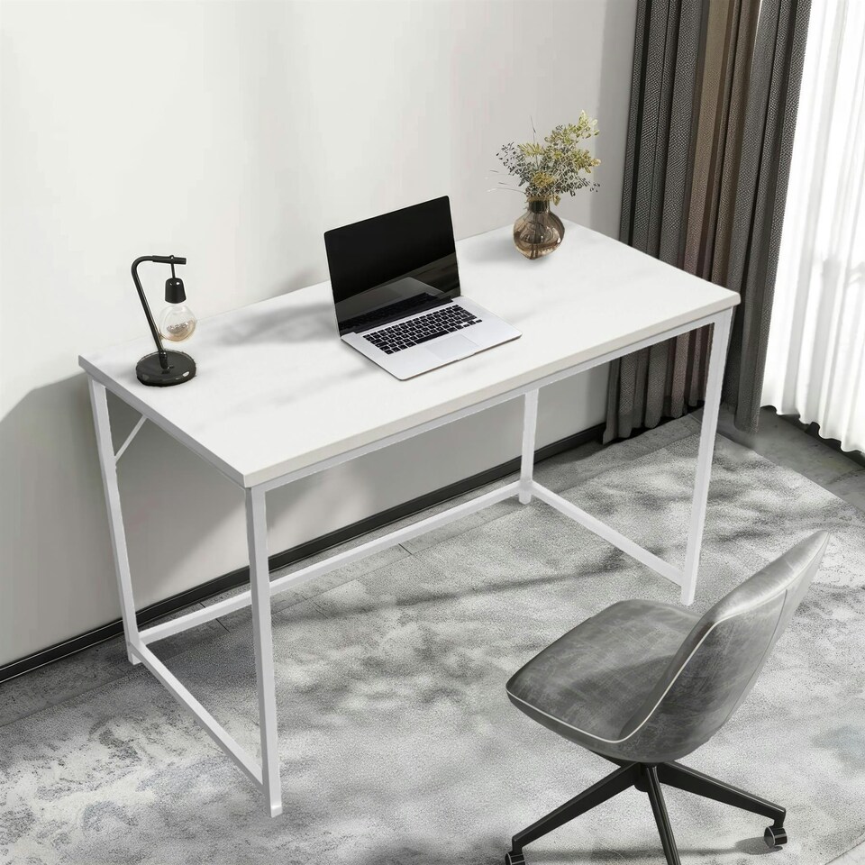 image 1 of Desk Computer PC Laptop Home Office Work desk 100cm, Study White Rustic Style White