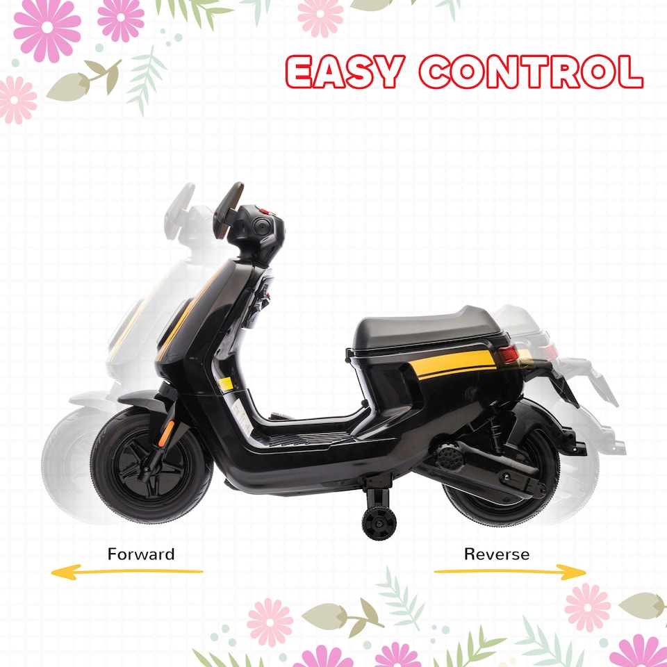 image 1 of AIYAPLAY 6V Kids Electric Motorbike with Headlight and Music - Black