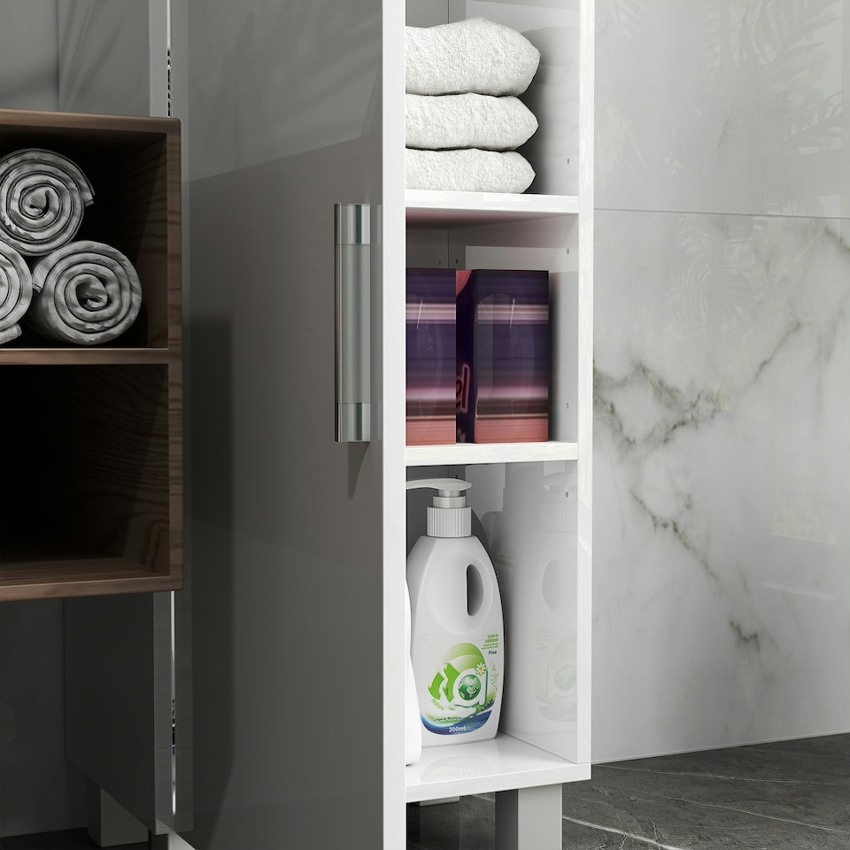 image 1 of HOMCOM Tall Storage Cabinet with Adjustable Shelves and Double Doors White