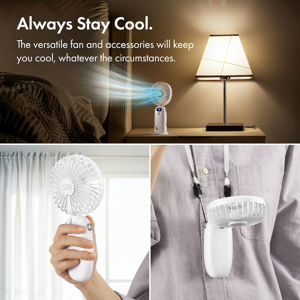 image 1 of VonHaus Mini White Handheld Fan