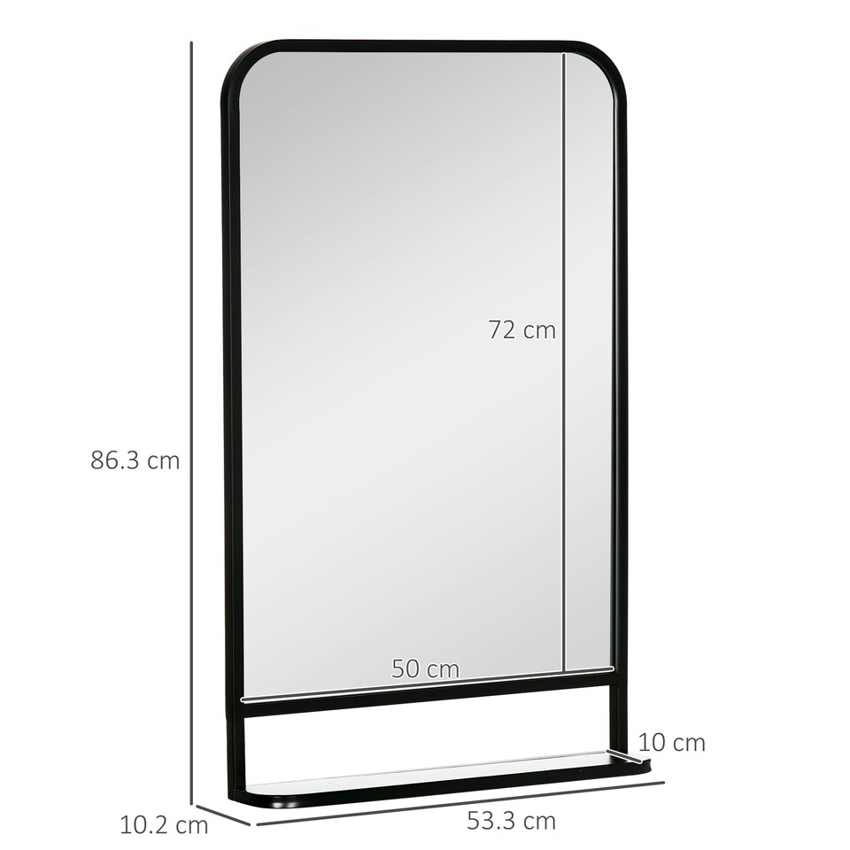image 1 of HOMCOM Rectangle Wall Mirror with Shelf 86 x 53 cm, for Living Room, Bedroom