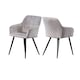 image 1 of Set of 2 Camden Modern Velvet Dining Chairs with Armrests, Quilted Design & Black Metal Legs Grey | Light Grey