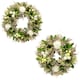 image 2 of Hanging Door Wreath Round Spring Easter Christmas Wall Decor Traditional Festive | Multi | Green & White | 34cm | 1