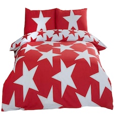 All Stars Polycotton Reversible Duvet Set with Pillowcase Red | Double