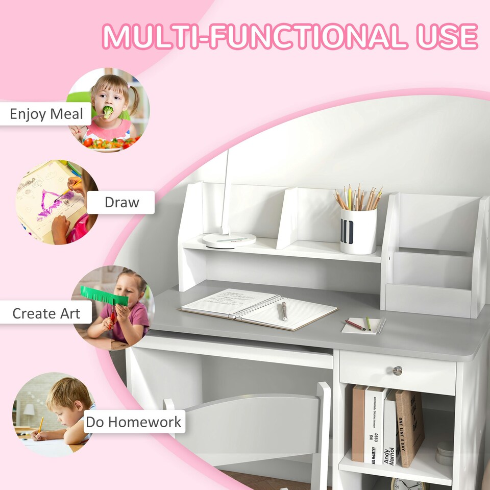 image 1 of ZONEKIZ Kids Desk and Chair Set with Storage, for Ages 5-8 Years