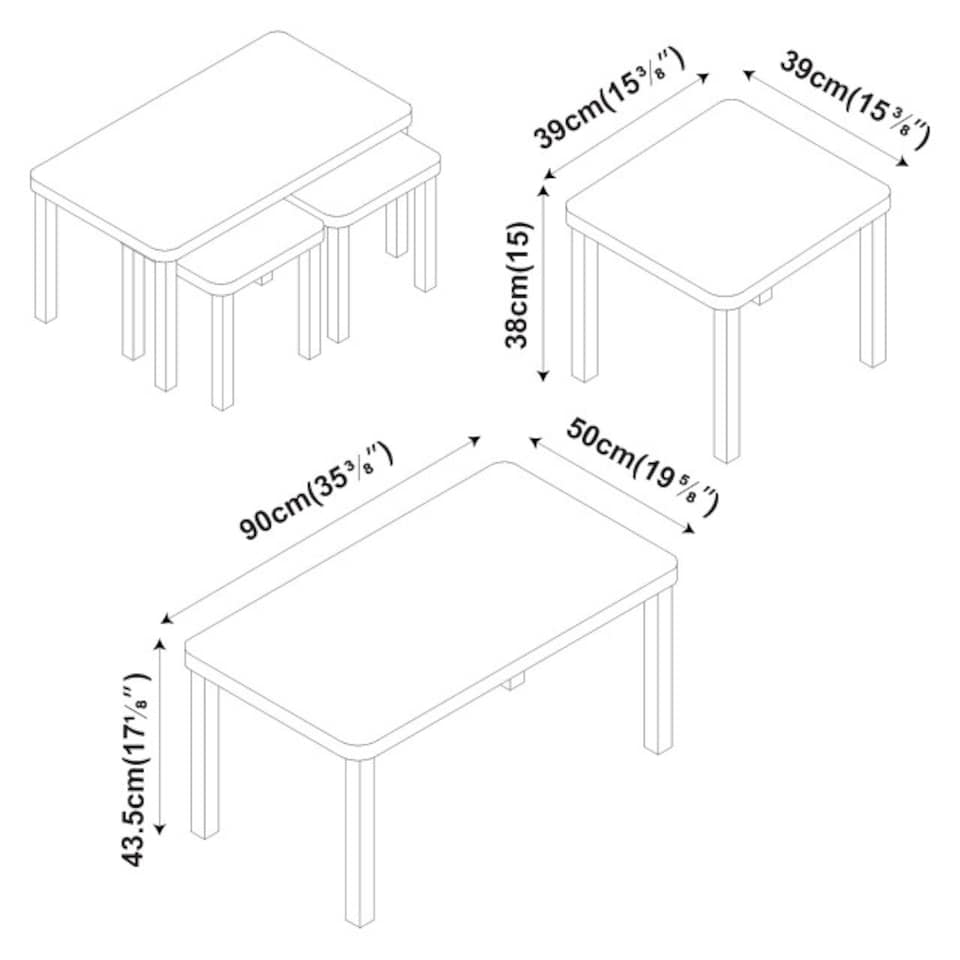 image 1 of URBNLIVING Wooden Nesting Stacking Tables Set Of 3 | Multi | Grey | 3