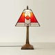 image 3 of ValueLights Tiffany Red Stained Glass Shade Brass Table Lamp Red