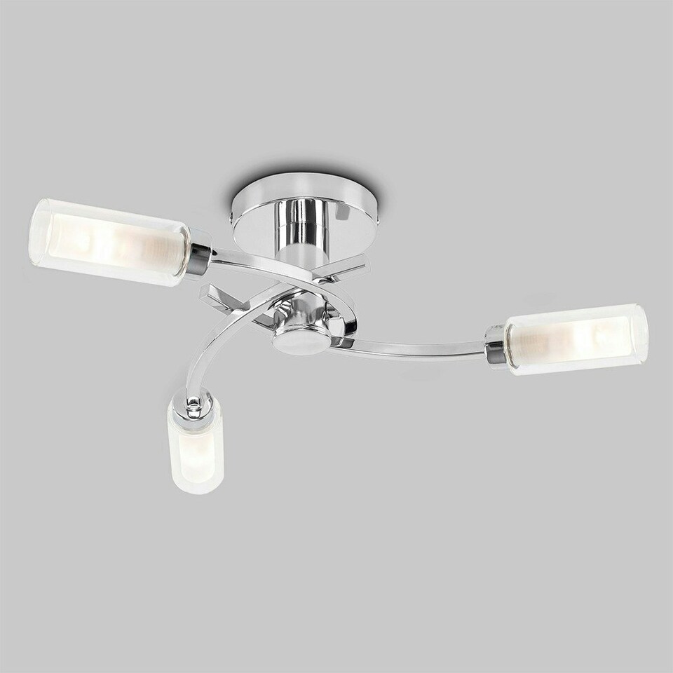 image 1 of ValueLights Modern 3 Way Spiral Flush Chrome Ceiling Light Fitting With Glass Shades