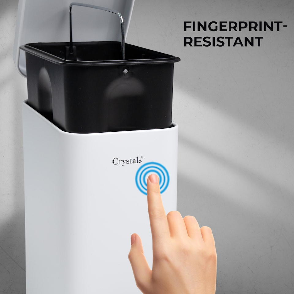 image 1 of 5L BATHROOM SLIM KITCHEN PEDAL RECTANGULAR BIN WASTE WITH SOFT CLOSING LID WHITE | White