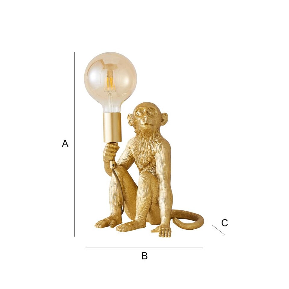 image 1 of ValueLights George Monkey Gold Table Lamp & Bulb | Gold