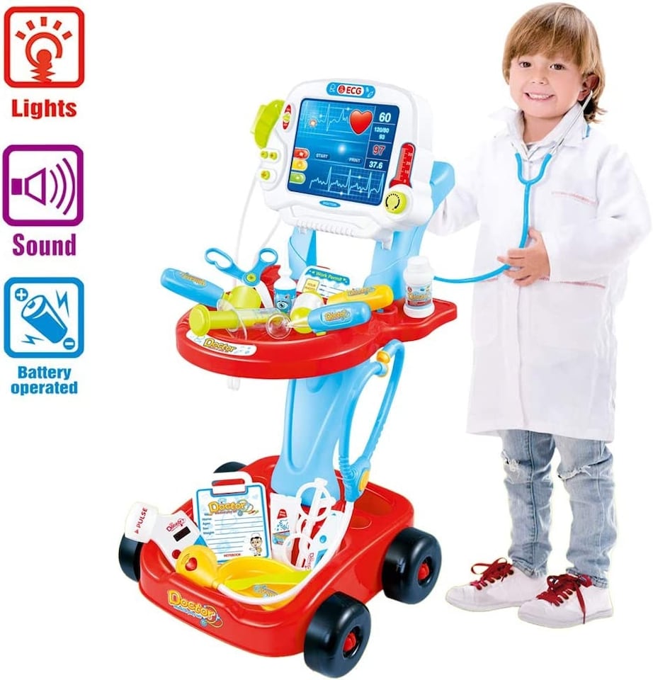image 1 of 17-Piece Kids Doctor Playset – Pretend Medical Kit with Interactive Dials & Realistic Accessories – Educational Role Play Toy for Boys & Girls Ages 3+