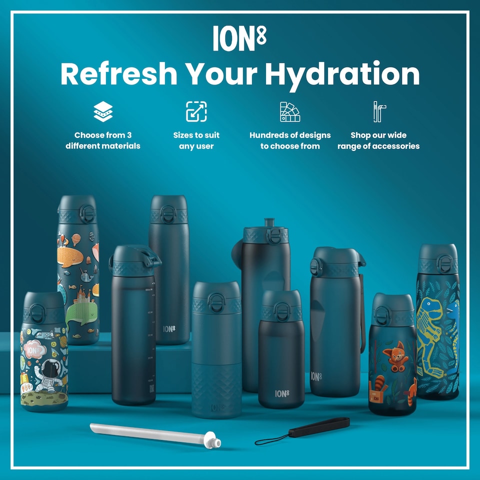 image 1 of Leak Proof Slim Water Bottle, Stainless Steel, 600ml (20oz) | Blue | Whales | One Size