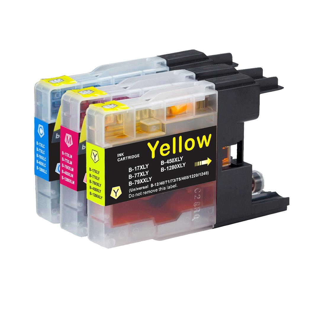 1 C/M/Y Colour XL Set of Compatible Brother LC1280 Printer Ink Cartridges