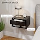image 5 of HOMCOM Floating Nightstands Set of 2, Bedside Table w/ Drawer and Open Shelf