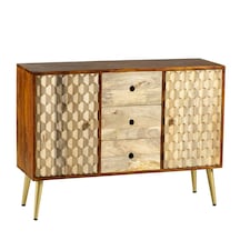 Perdue Dakota Solid Mango Wood 2 Door 3 Drawer Large Sideboard Brown
