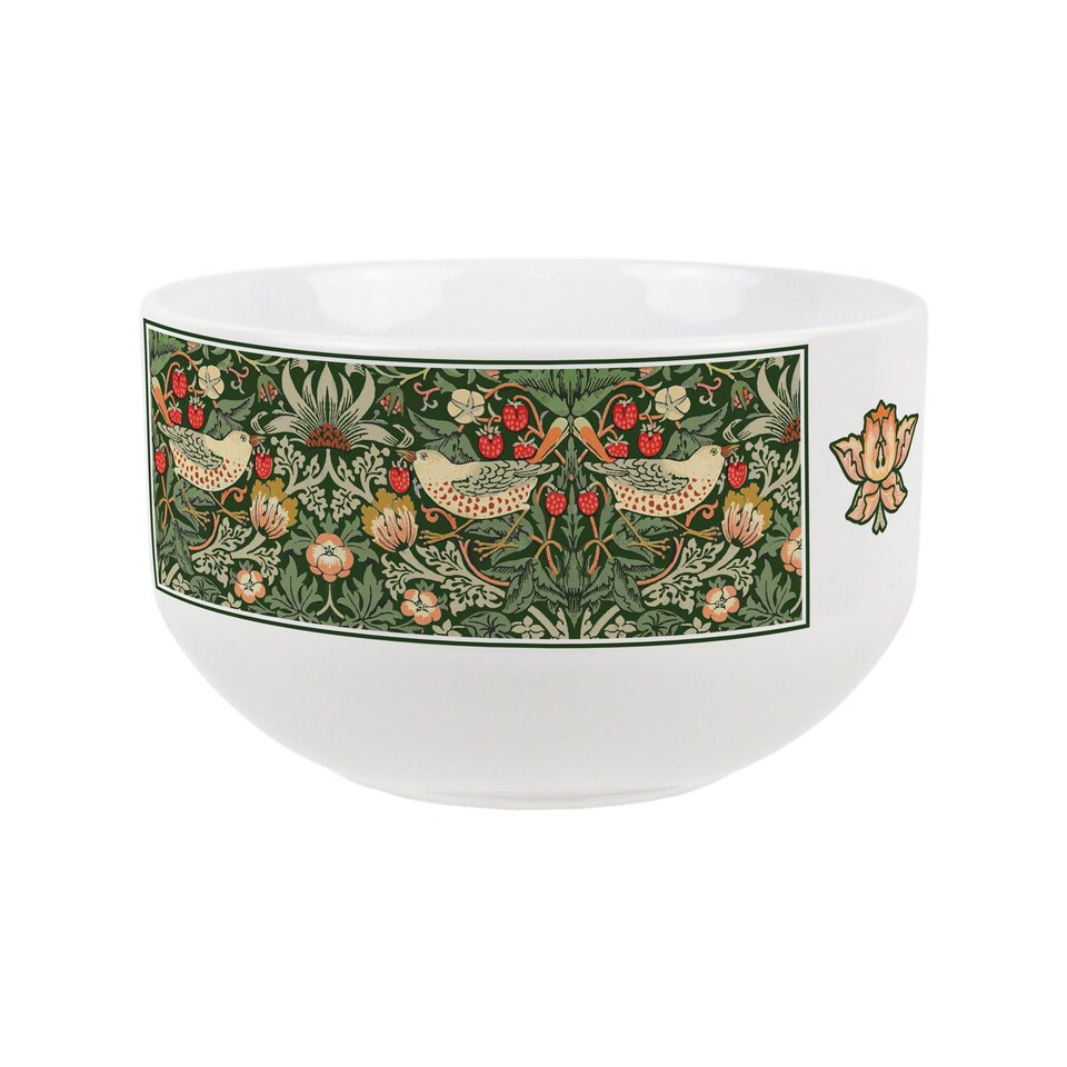 image 1 of Green Strawberry Thief Ceramic Bowl - Set of 4