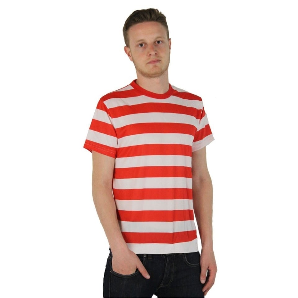 image 1 of Red and White Striped Short Sleeve Top Red | L