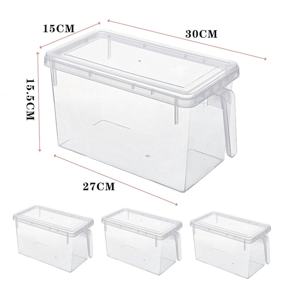 image 1 of Living and Home Fridge Food Storage Container Box with Lids 4Pcs - Clear