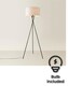 image 4 of ValueLights Camden Black Tripod Floor Lamp Grey Shade and Bulb