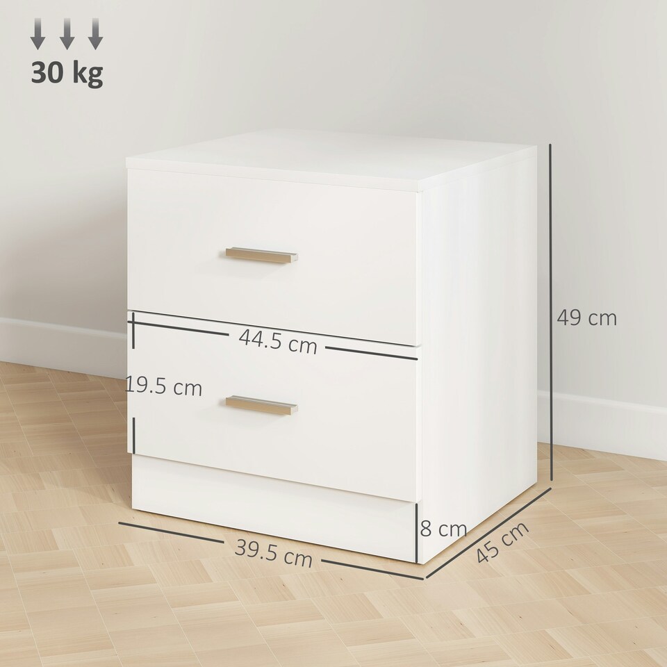 image 1 of HOMCOM Bedside Table w/ 2 Drawers, Nightstand, Side Storage Cabinet Unit