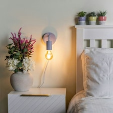 ValueLights Jordy Pair of - Plug in Colour Pop Lilac Easy Fit Wall Lights