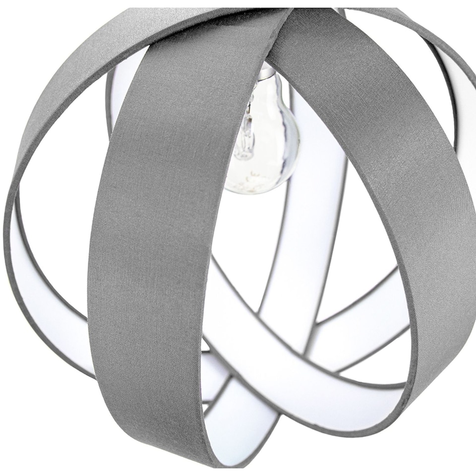 image 1 of Modern Grey Faux Silk Fabric Cocoon Globe Design Ceiling Pendant Light Shade | Grey | Grey | 1