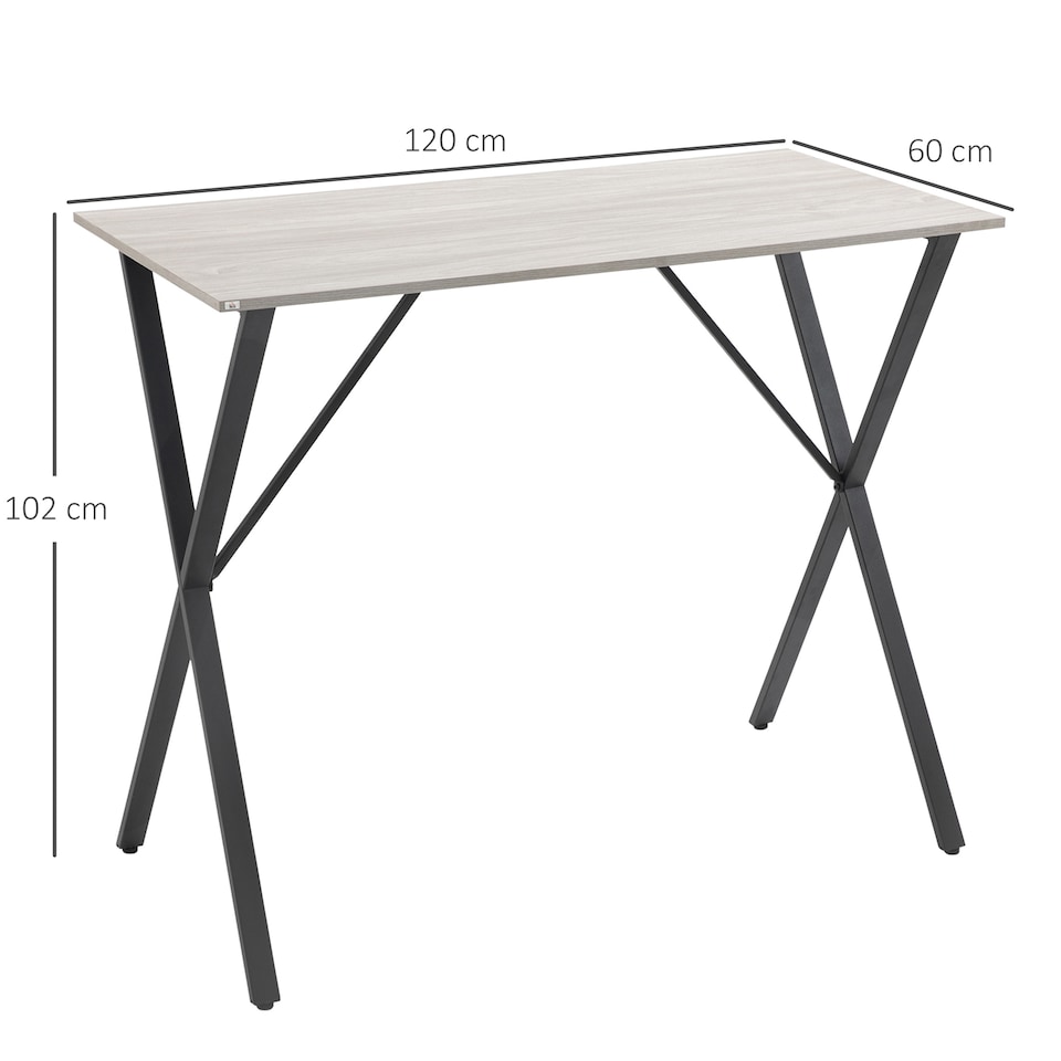 image 1 of HOMCOM 120 cm Rectangular Bar Table for 4 People, Modern Breakfast Bar Table with Wood Effect Tabletop, Steel Legs, Coffee Desk for Living Room, White
