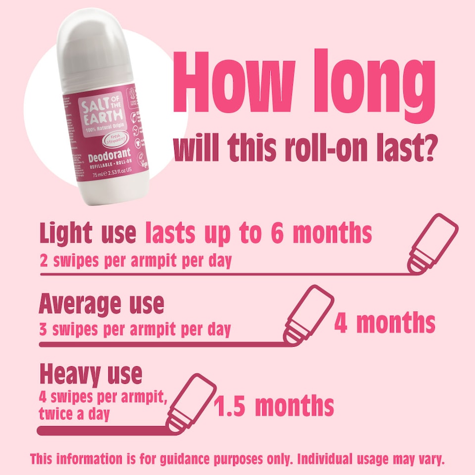 image 1 of Salt of the Earth Natural Refillable Roll On Deodorant Fresh Strawberry Natural Ingredients COSMOS Approved & Vegan 75ml | Red