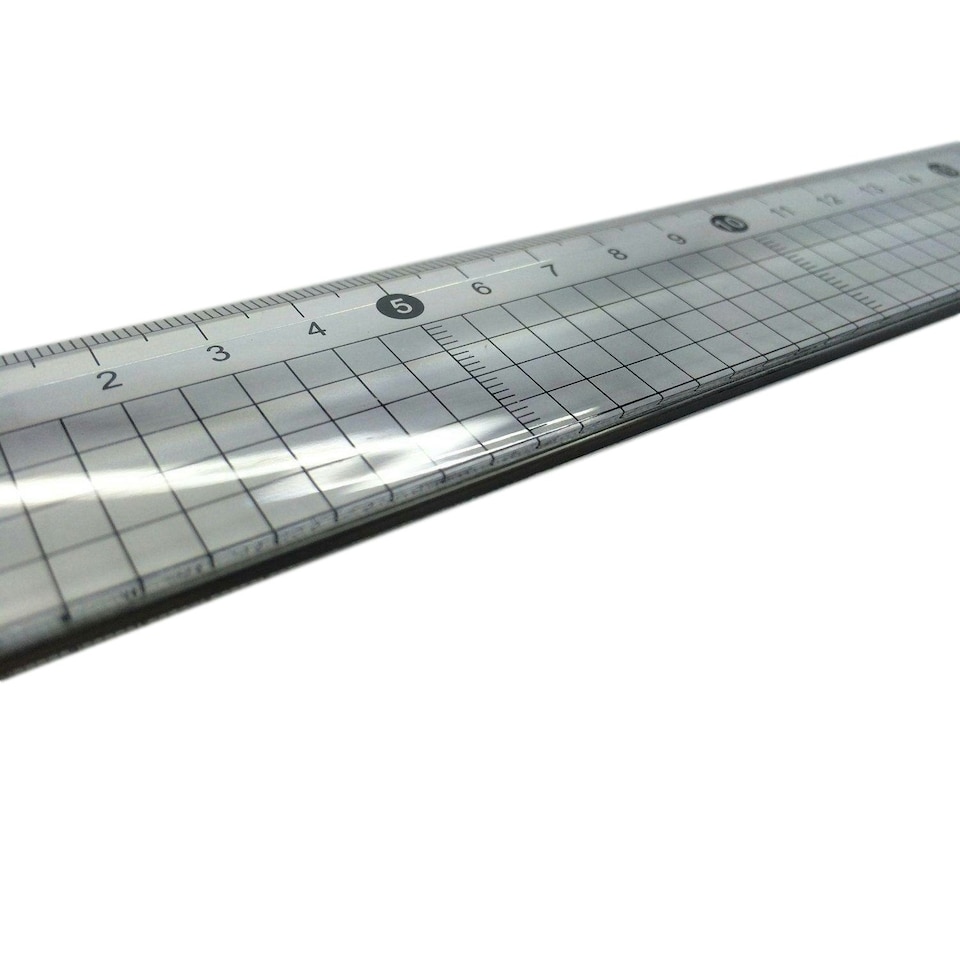 image 1 of Pack of 6 30cm Acrylic Cutting, Ruler with Steel Edge - Clear Transparent Crafts