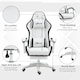 image 7 of Vinsetto Computer Gaming Chair, PU Leather Office Desk Chair with Footrest, Swivel Wheels, 135 Reclining Back, Lumbar Support, Headrest for Home, White and Black