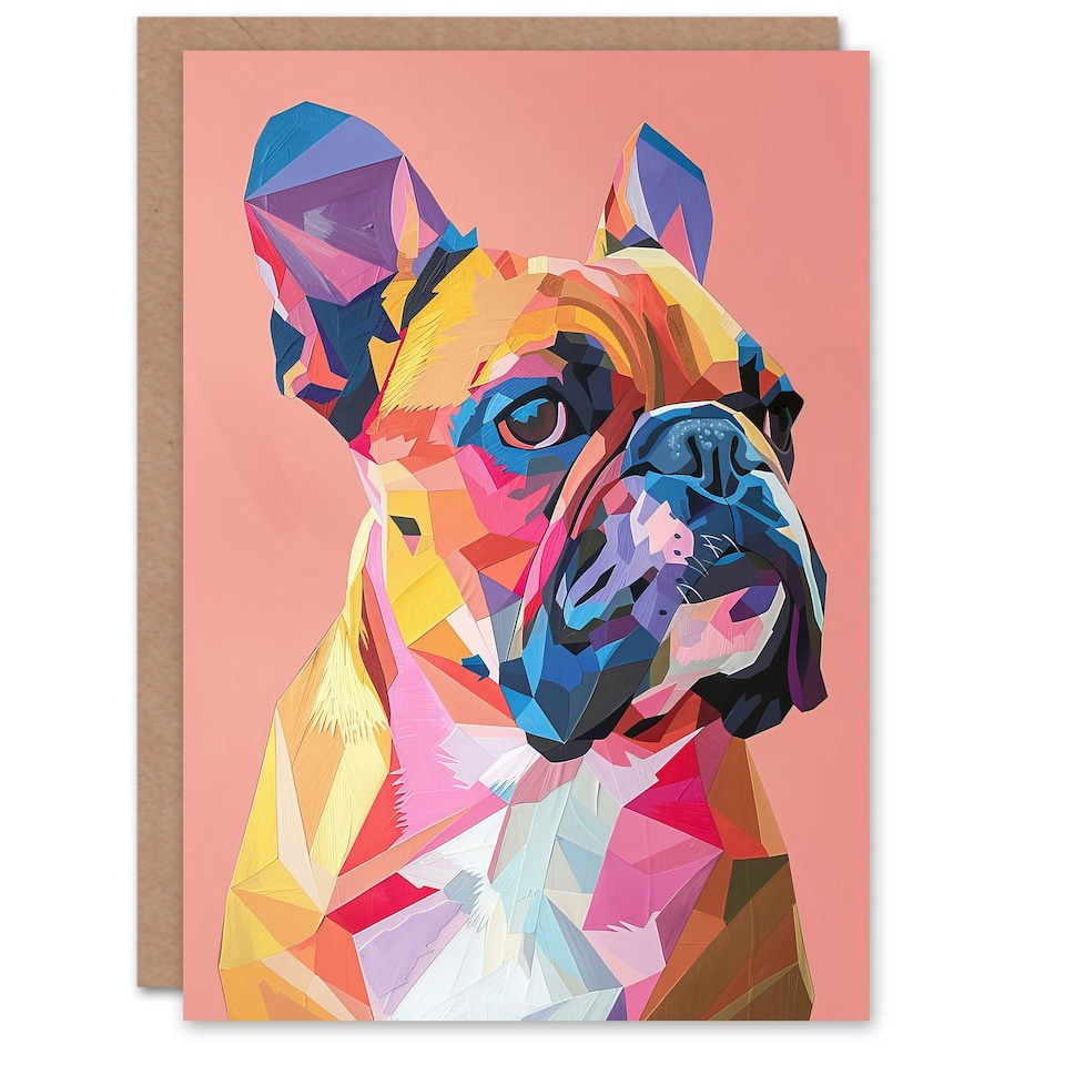 image 1 of Lover Geometric French Bulldog Portrait Him Her Birthday Card