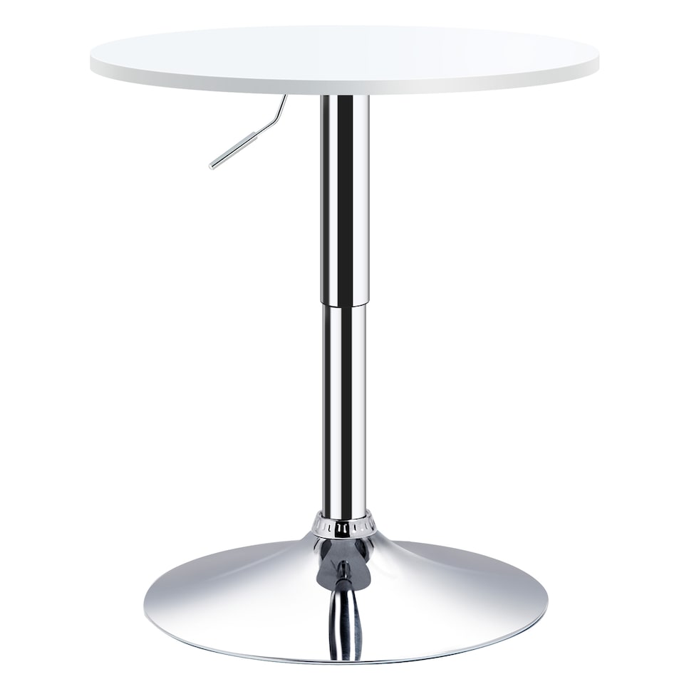 image 1 of HOMCOM Bar Table Adjustable Height Round Bistro Table with Swivel Top Metal Frame Counter Surface Stylish Kitchen Conservatory White