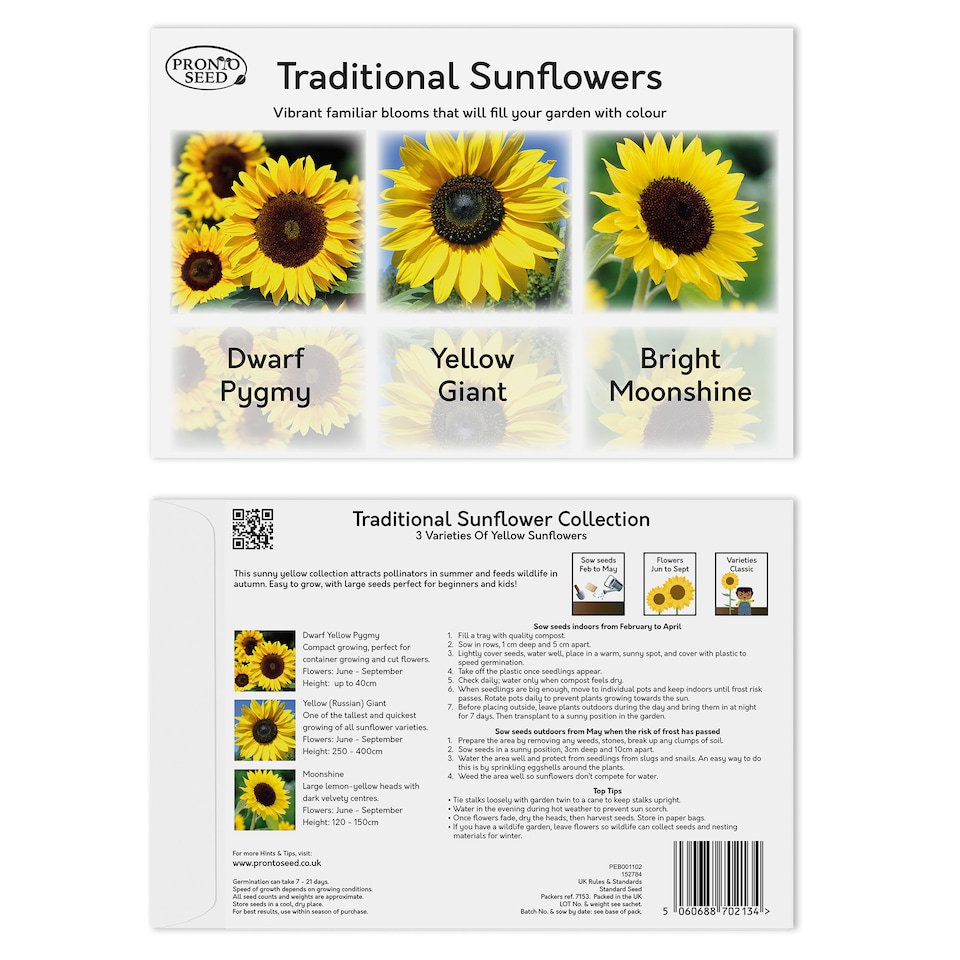 image 1 of Pronto Seed Sunflower Bumper Pack - 6 Varieties, Colourful and Yellow Sunflowers for Pots and Borders