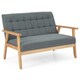 image 1 of COSTWAY Wooden 2-Seater Loveseat Upholstered Lounge Chair Grey