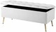 image 2 of 137cm Amara Chesterfield Ottoman Storage Bench - Plush Velvet Shoes Bench - White Upholstery Footstool Storage with Legs