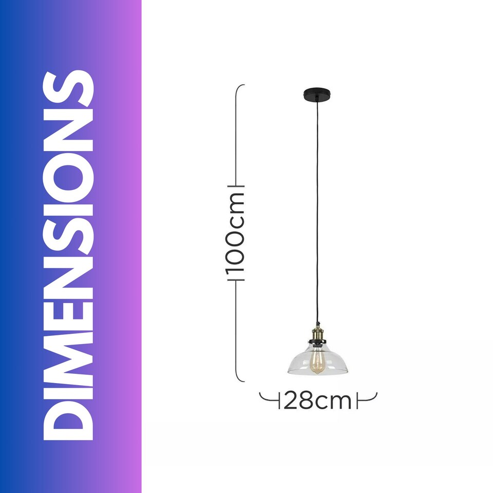 image 1 of Industrial Antique Brass Effect Glass Light Shade Clear