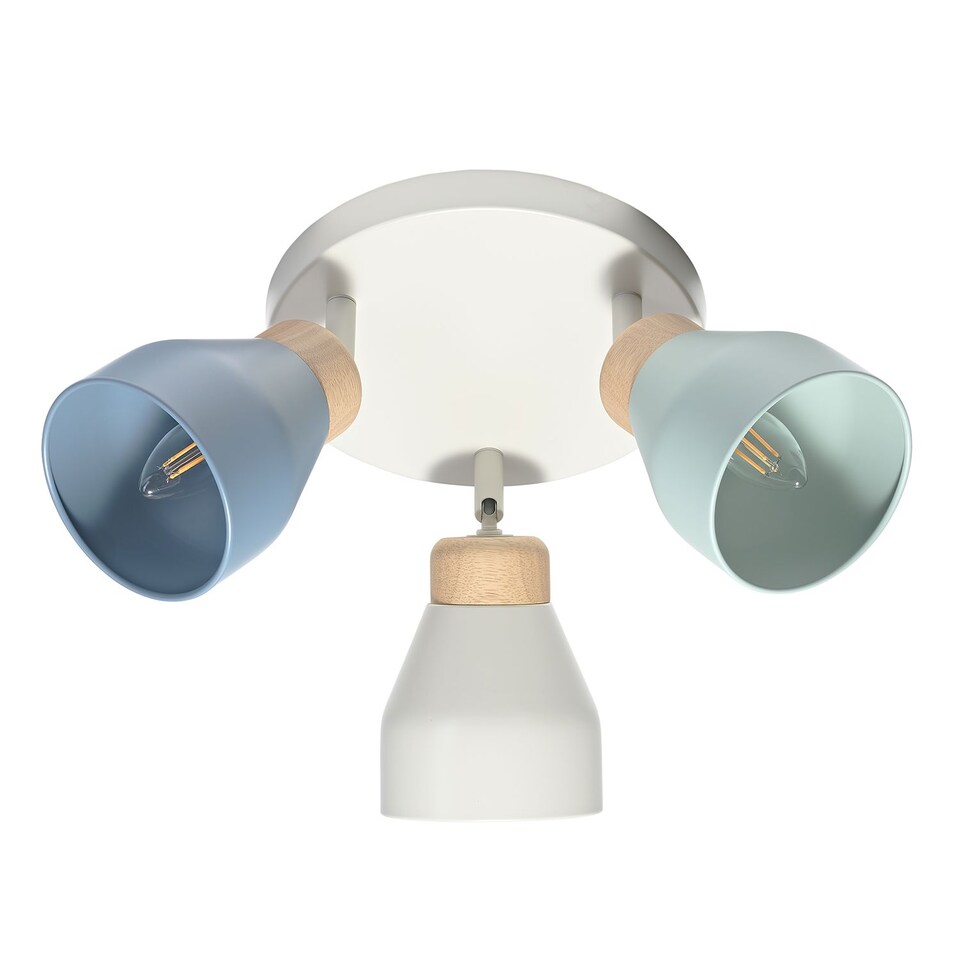 image 1 of Modern Scandinavian Style Spot Ceiling Light in Grey and Dusk and Duck Egg Blue | Multi | Multi-coloured | 1