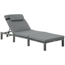 Outsunny Garden Rattan Furniture Recliner Lounger Sun Reclining Daybed Patio