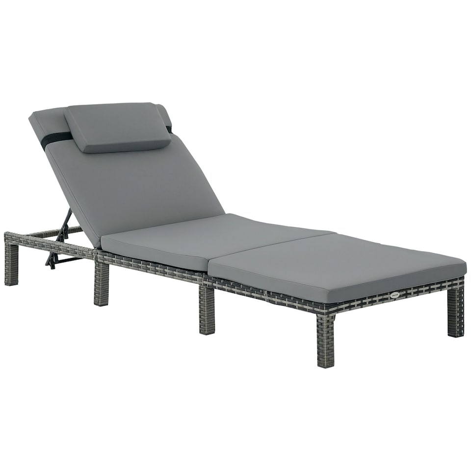 image 1 of Outsunny Garden Rattan Furniture Recliner Lounger Sun Reclining Daybed Patio