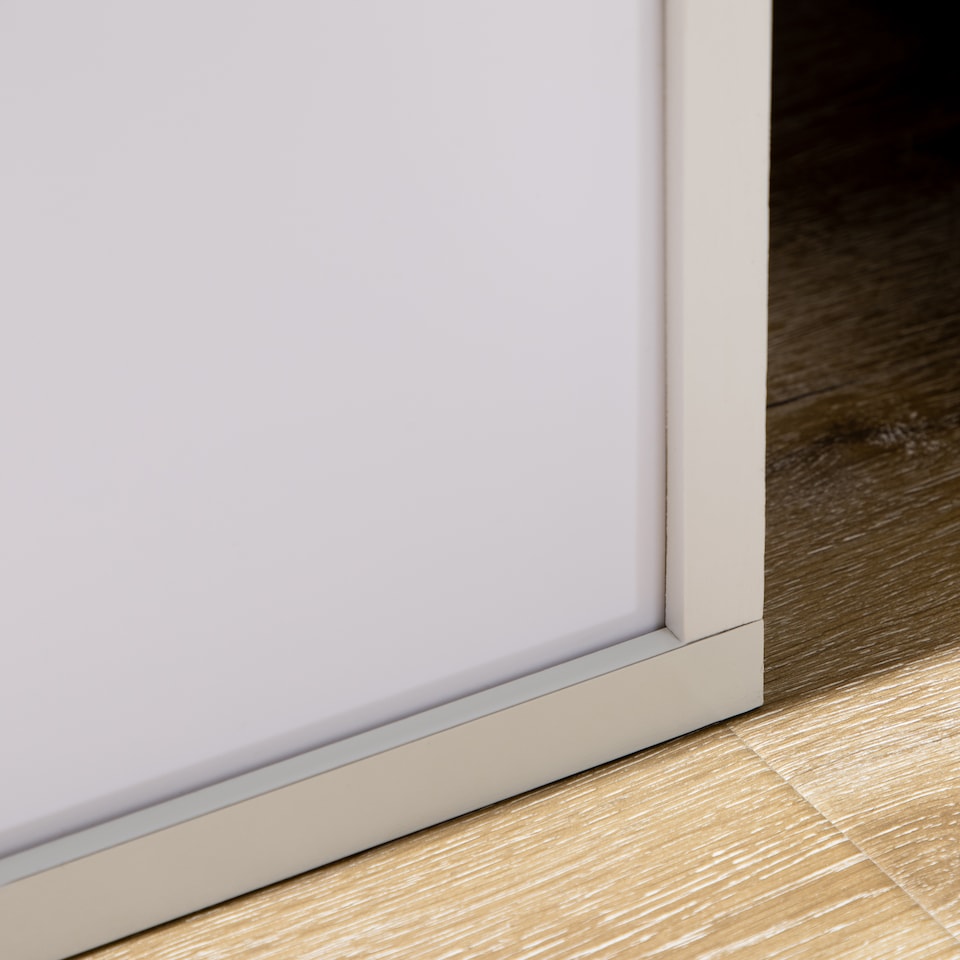 image 1 of HOMCOM Floor Lamp with Shelves and Dual Light, Modern Corner Standing Lamp with TC Fabric Lampshade for Living Room, Bedroom, Bulb not Included, White