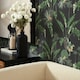 image 1 of Tropical Paradise Wallpaper in Green on Charcoal Multi