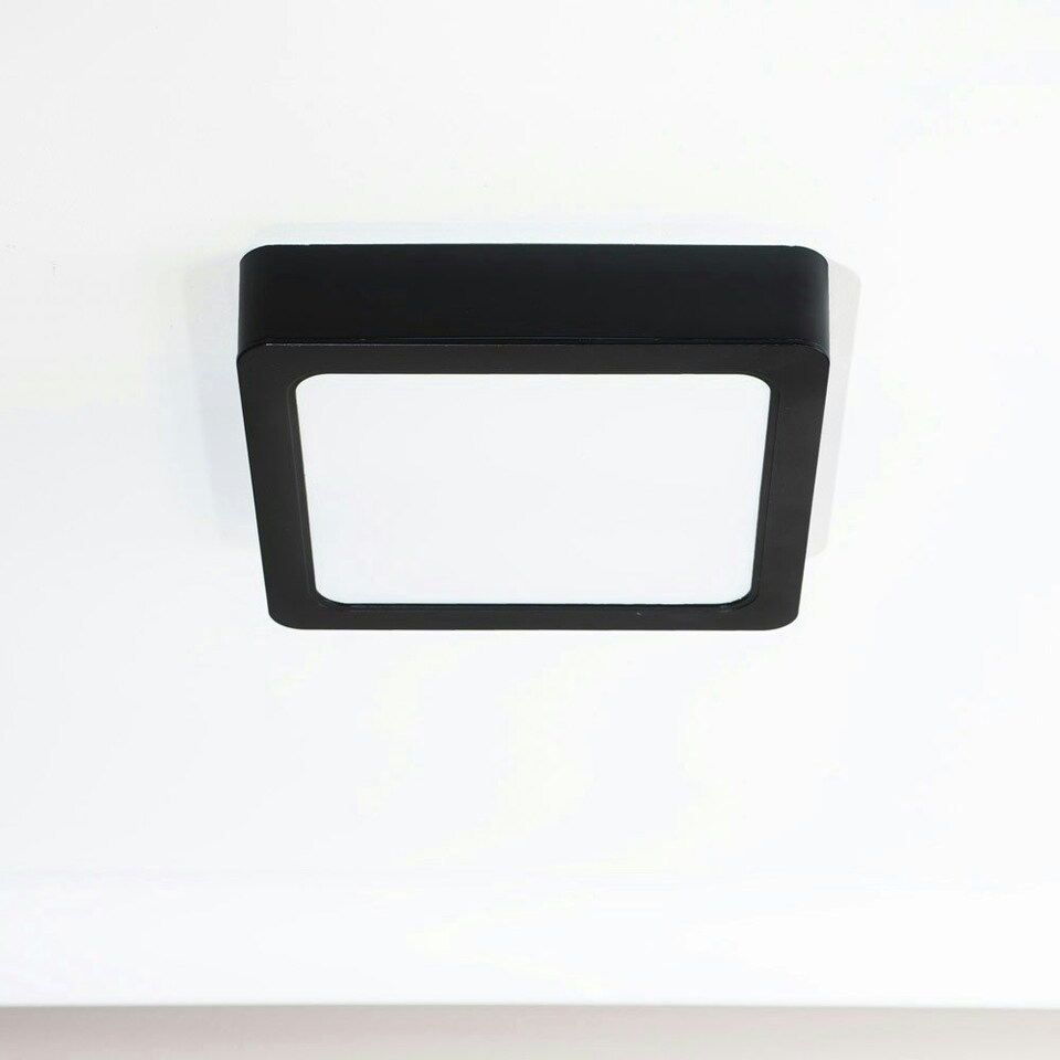 image 1 of ValueLights Lacey Black Square IP44 Bathroom Flush or Recessed Integrated LED Ceiling Light