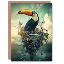 Surreal Fantasy Toucan Bird Nature Retreat Birthday Greeting Card