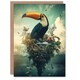 image 1 of Surreal Fantasy Toucan Bird Nature Retreat Birthday Greeting Card