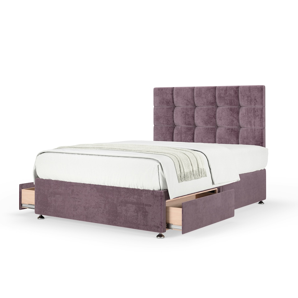 image 1 of Signature Platinum 2000 Pocket Sprung Mauve Naples Velvet 2 Drawer Divan Set And Pearl Headboard Small Single