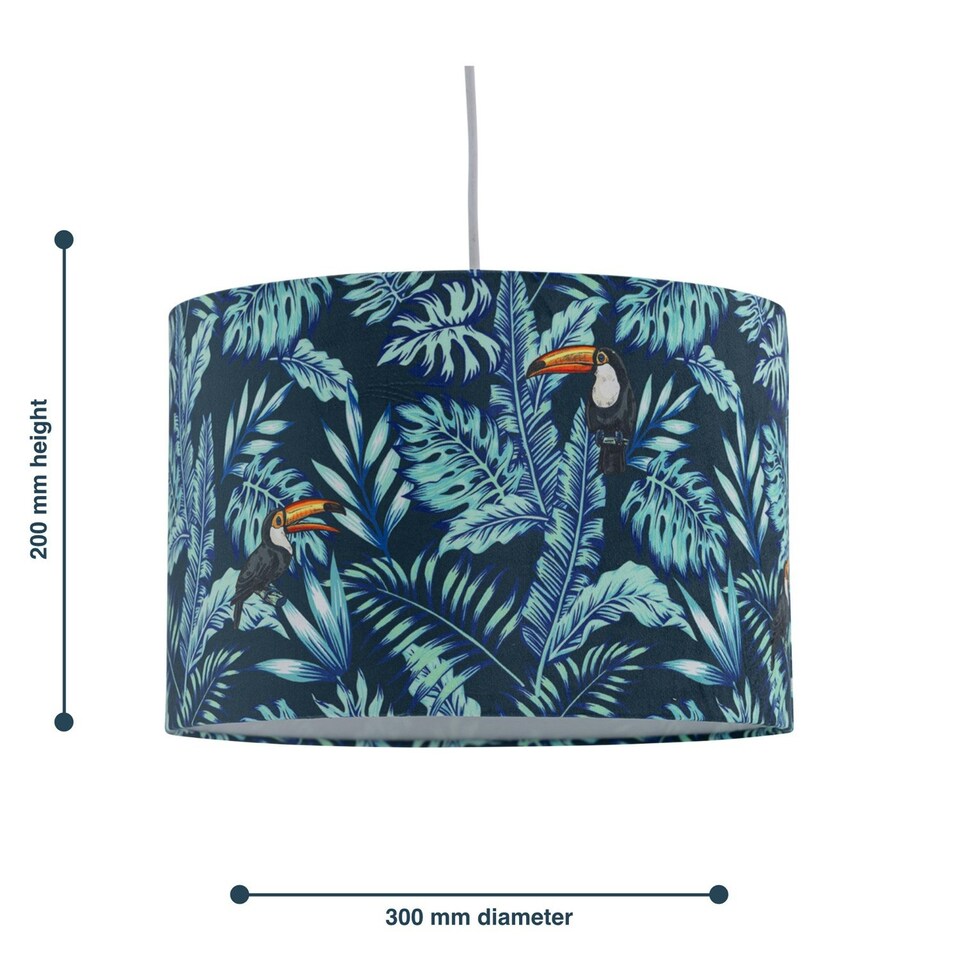 image 1 of First Choice Lighting Set of 2 Toucan Velvet Toucan Design 30cm Pendant or Table Lamp Shades Multi