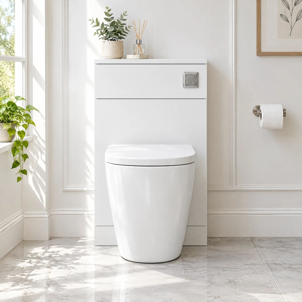 image 1 of Balterley Contemporary Square Floor Standing Back To Wall Toilet WC Unit Durable MFC Smooth | White | White | 830 x 602 x 260mm