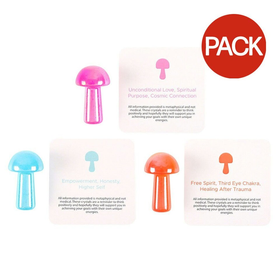 image 1 of Something Different Magic Aura Mushroom Crystal (Pack of 24) - Orange/Pink/Blue - One Size