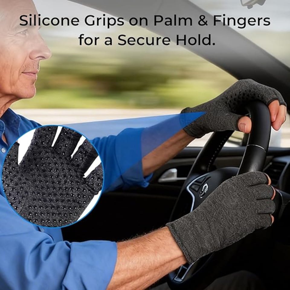 image 1 of Small Fingerless Compression Gloves 1 Pair for Men & Women, Breathable Stretch Support Gloves for Everyday Wear