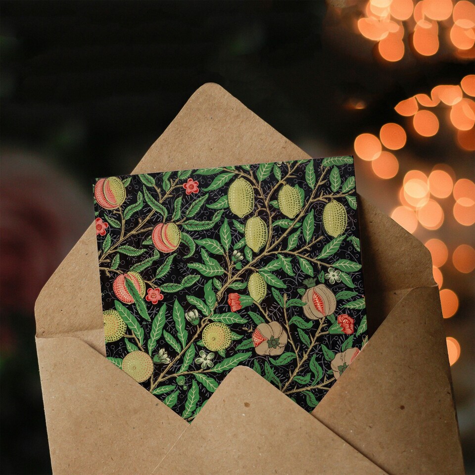 image 1 of William Morris Art Card Pomegranate and Citrus Pattern
